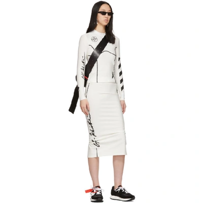 Shop Off-white White Diag Pencil Skirt In White/black