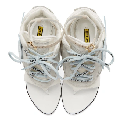 Shop Off-white Grey And Blue Runner Heel Sandals In Wht/baby Bl