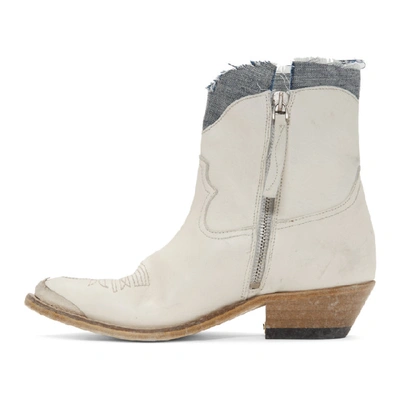 Shop Golden Goose White Denim Young Boots