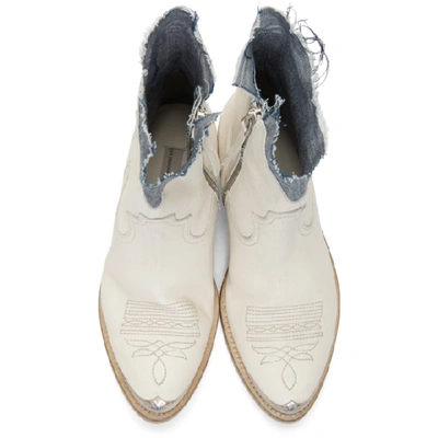 Shop Golden Goose White Denim Young Boots