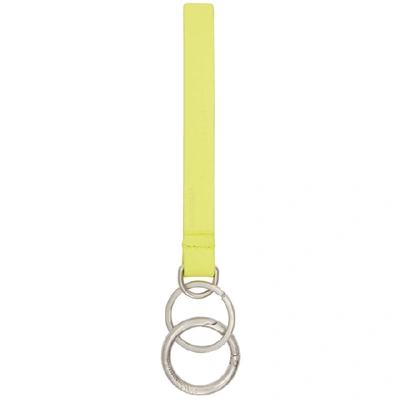 Shop Balenciaga Yellow Leather Keychain In 3500 Acid G
