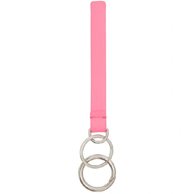 Shop Balenciaga Pink Leather Keychain In 5610 Pink