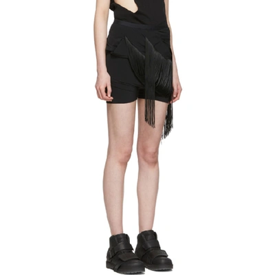 Shop Rick Owens Black Easy Fringed Buds Shorts In 09 Black