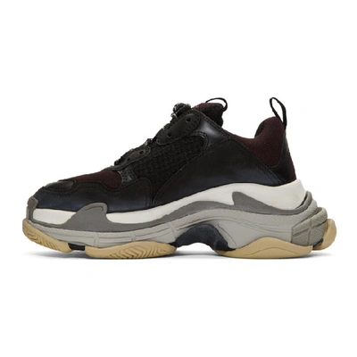 Shop Balenciaga Black & Burgundy Triple S Sneakers