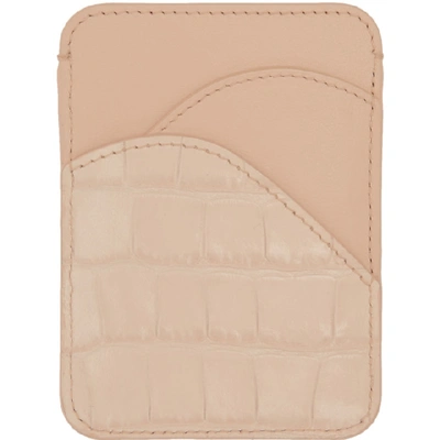 Shop Chloé Chloe Pink Croc Walden Card Holder In 6j5 Cementp