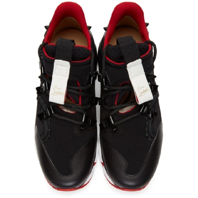 Shop Christian Louboutin Black Red-runner Flat Sneakers In Bk01 Black