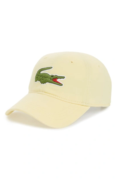 Shop Lacoste 'big Croc' Logo Embroidered Cap - Yellow In Napolitan Yellow
