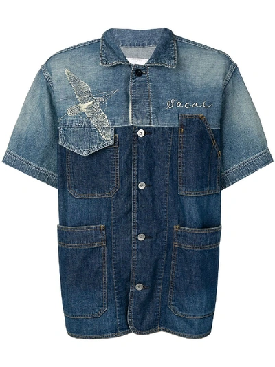 Shop Sacai Denim Shirt - Blue