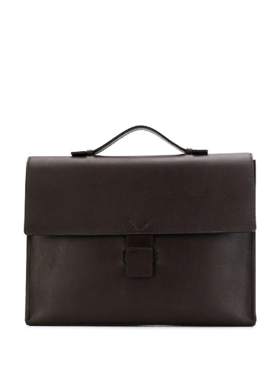 Shop Orciani Panelled Briefcase Bag - Brown