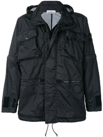 Shop Stone Island Hooded Lightweight Jacket - Black