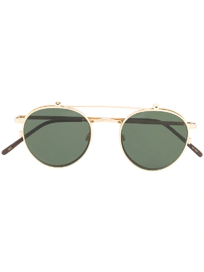 Shop Moscot Drey Clip-flip Glasses In Gold