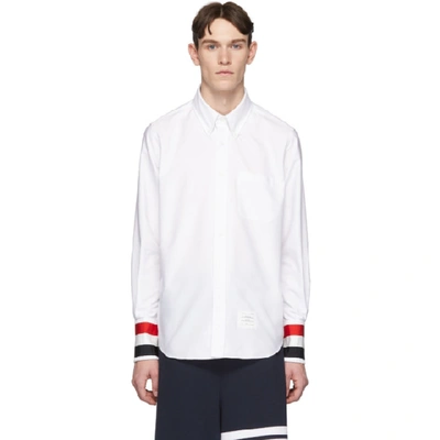 Shop Thom Browne White Grosgrain Cuff Shirt In 100 White