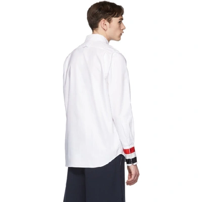Shop Thom Browne White Grosgrain Cuff Shirt In 100 White