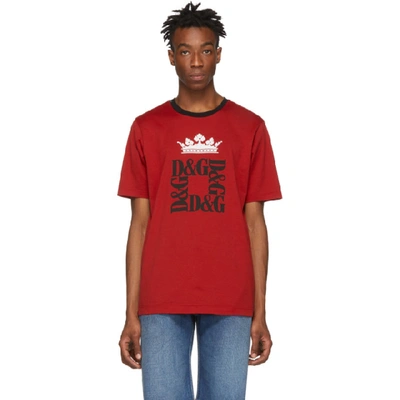 Shop Dolce & Gabbana Dolce And Gabbana Red Crown Logo T-shirt In Hry47bord