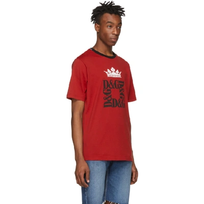 Shop Dolce & Gabbana Dolce And Gabbana Red Crown Logo T-shirt In Hry47bord
