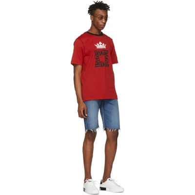 Shop Dolce & Gabbana Dolce And Gabbana Red Crown Logo T-shirt In Hry47bord