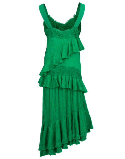 Shop Alexis Bozoma Ruffle Hem Dress In Emerald