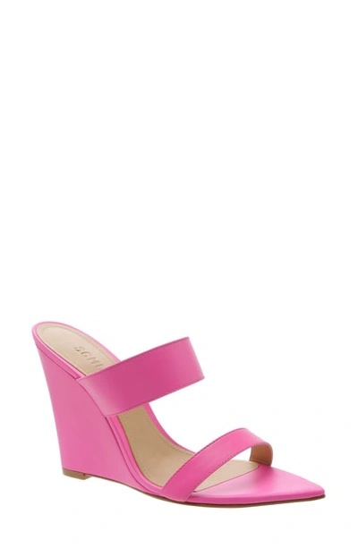 Shop Schutz Soraya Wedge Slide Sandal In Neon Pink Nappa Leather