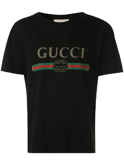 Shop Gucci Gg Logo Print T-shirt - Black