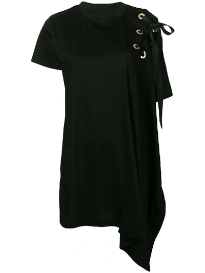 Shop Sacai Asymmetric T-shirt Dress - Black