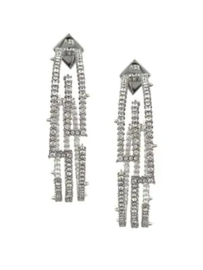 Shop Alexis Bittar Crystal Encrusted Maze Hoop Earrings In Silver