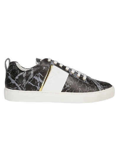 Shop Versace Collection Marble Print Sneakers In Multi
