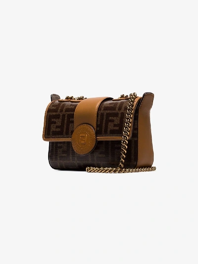 Shop Fendi Brown Ff Logo Leather Camera Bag