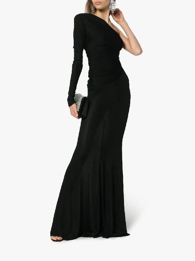 Shop Alexandre Vauthier One Shoulder Semi-sheer Gown In Black