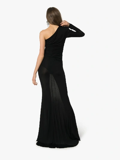 Shop Alexandre Vauthier One Shoulder Semi-sheer Gown In Black