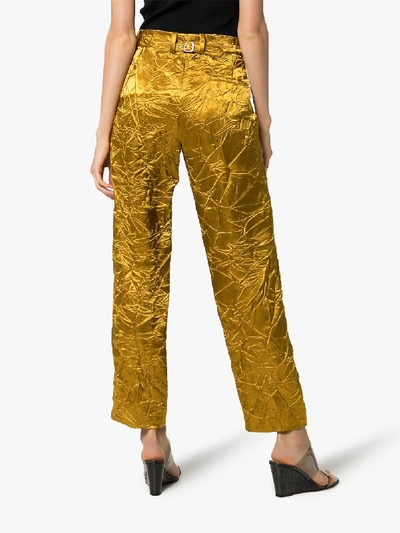 Shop Sies Marjan Willa Crinkled Cropped Trousers In Mustard