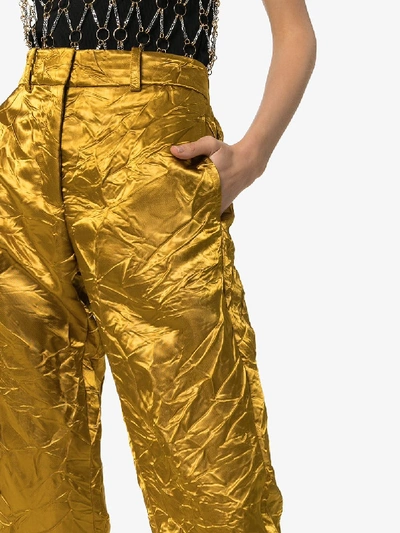 Shop Sies Marjan Willa Crinkled Cropped Trousers In Mustard