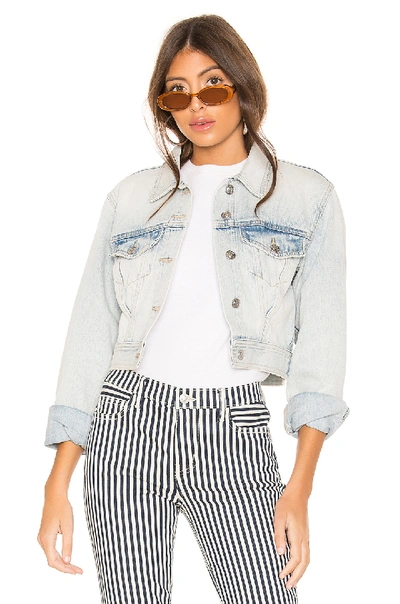 Shop Current Elliott The Micro Corset Trucker Jacket In Southerly