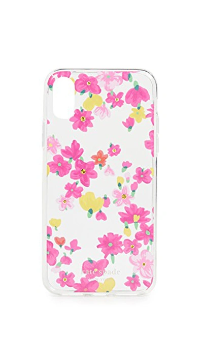 Shop Kate Spade Jeweled Marker Floral Iphone Xs / X Case In Clear Multi