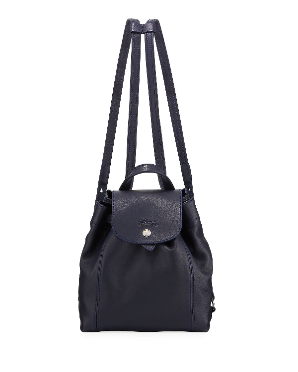 Extra Small Le Pliage Cuir Backpack In Navy