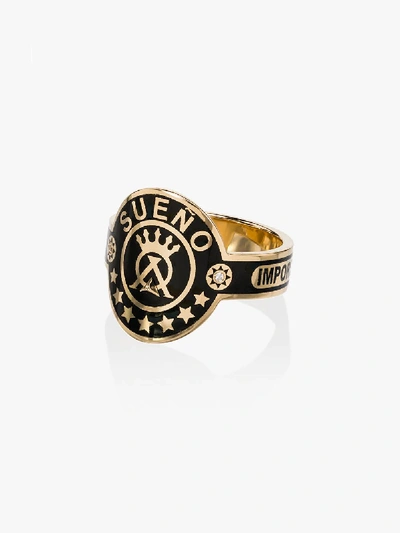 Shop Foundrae 18k Yellow Gold Dream Cigar Band Diamond Ring In Gold/black