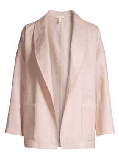 Shop Eileen Fisher Linen Shawl Collar Jacket In Powder