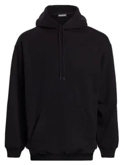 Shop Balenciaga Men's Logo Back Hoodie In Black