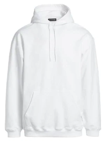 Shop Balenciaga Men's Logo Back Hoodie In White