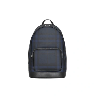 Shop Burberry London Check And Leather Backpack In Navy