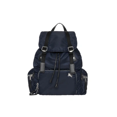 Shop Burberry The Large Rucksack In Aviator Nylon And Leather In Ink Blue