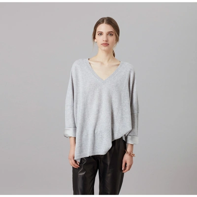 Shop Amanda Wakeley Hutton Grey Cashmere Boyfriend Top