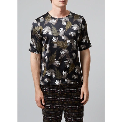 Shop Meng Men S Black & Khaki Print Stretchy Silk Satin T-shirt