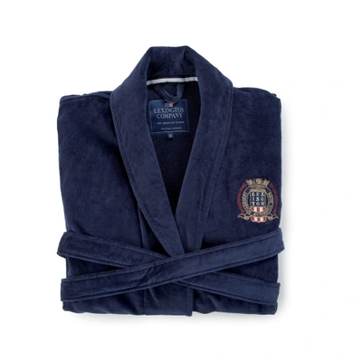 Shop Lexington Velour Robe Xl In Blue