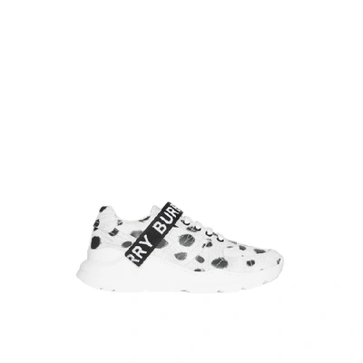 Shop Burberry Animal Print Leather Sneakers In Off White Cheetah