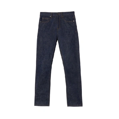 Shop Burberry Straight Fit Japanese Selvedge Denim Jeans In Indigo