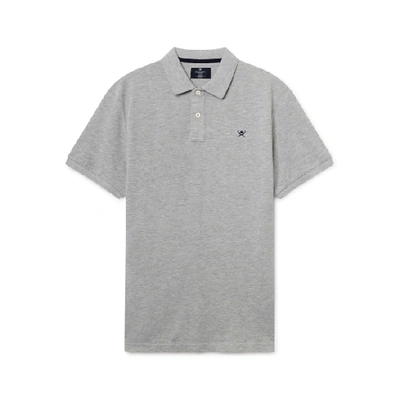 Shop Hackett Slim Fit Logo Short-sleeve Polo Shirt In Light Grey Marl