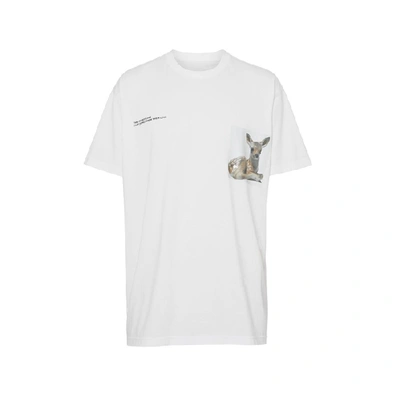 Shop Burberry Montage Print Cotton Oversized T-shirt In Optic White