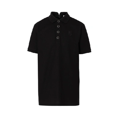 Shop Burberry Monogram Motif Cotton Pique Polo Shirt In Black