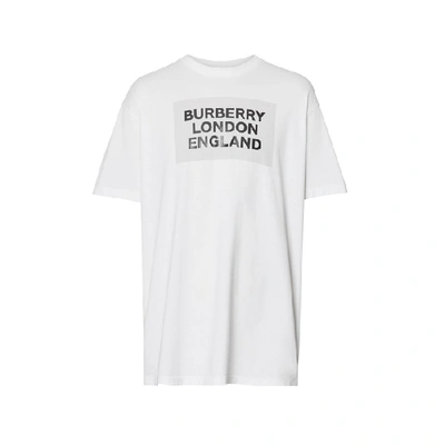 Shop Burberry Logo Print Cotton Oversized T-shirt In Optic White