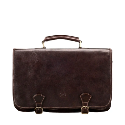 Shop Maxwell Scott Bags Luxury Men S Brown Leather Business Satchel In Dark Chocolate Brown